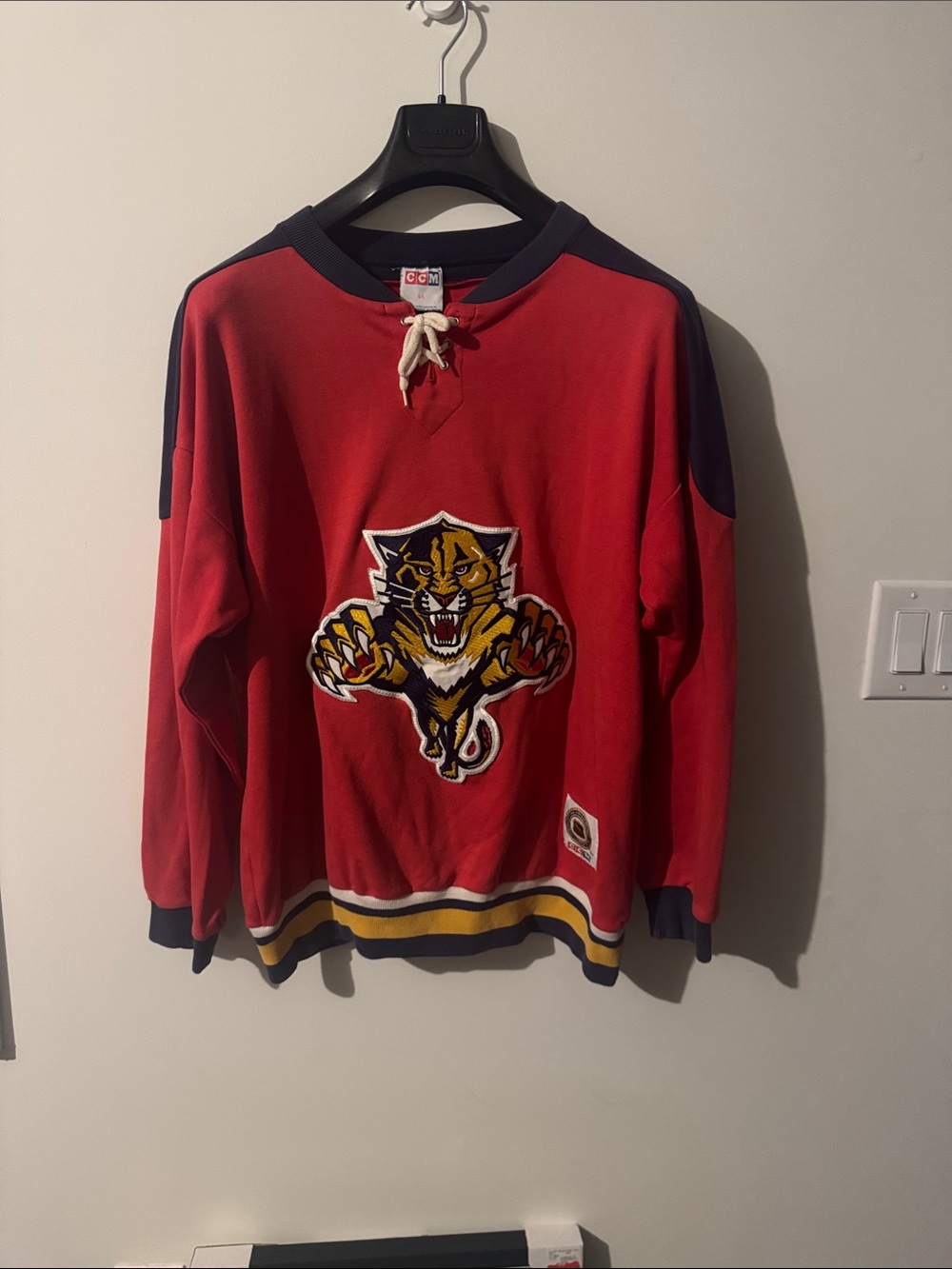 Vintage 1990s CCM Florida Panthers lace-up hockey sweatshirt